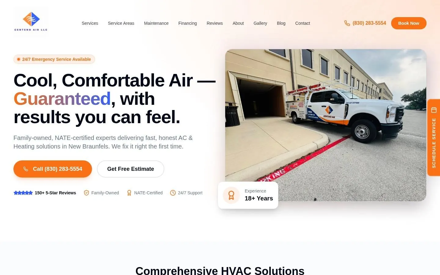 Centeno Air website homepage on desktop