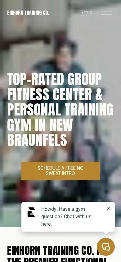 Einhorn Training Co. website on mobile