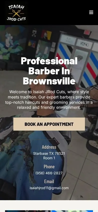 Isaiah JRod Cuts website on mobile