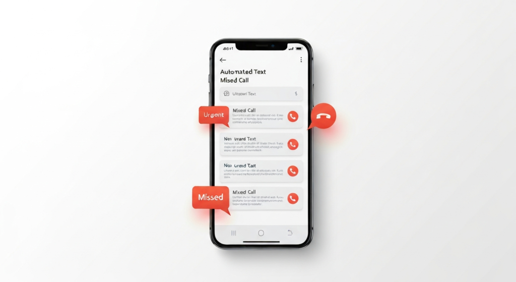 Smartphone showing an automated text message sent after a missed call