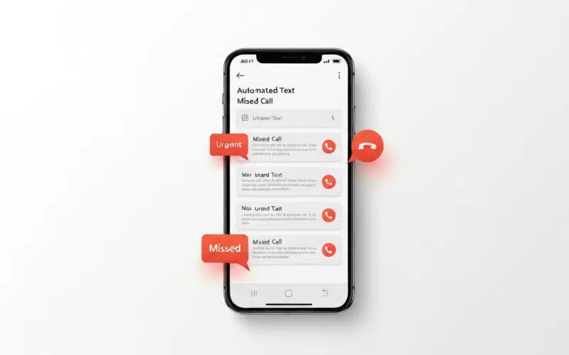 Smartphone showing an automated text message sent after a missed call