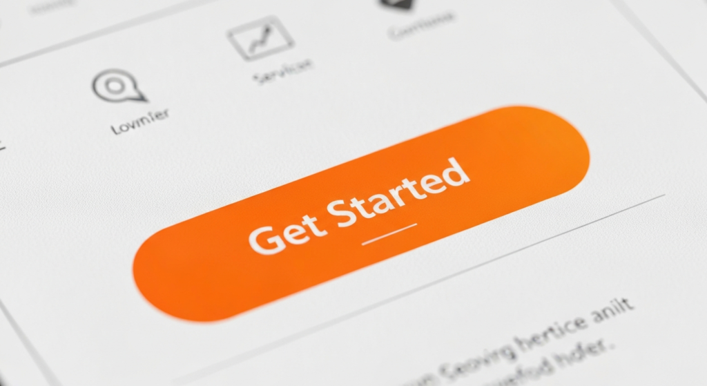 Close-up of an orange "Get Started" button on a website